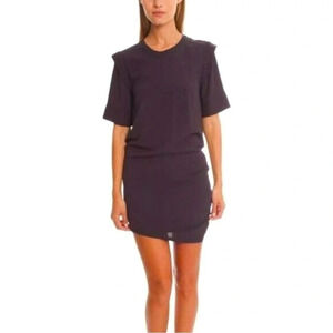 IRO Amanda Dark Purple Draped Crepe Mini Dress Sz 40 US Sz L